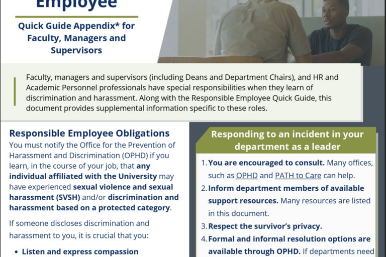Front page of Responsible Employee Appendix